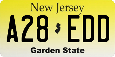 NJ license plate A28EDD