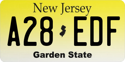 NJ license plate A28EDF