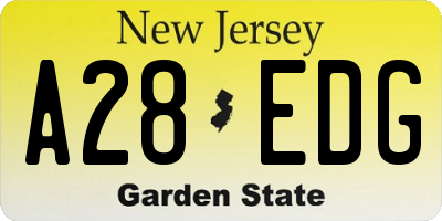 NJ license plate A28EDG