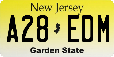NJ license plate A28EDM