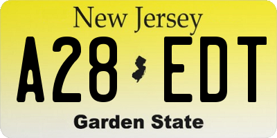 NJ license plate A28EDT