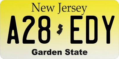 NJ license plate A28EDY