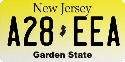 NJ license plate A28EEA