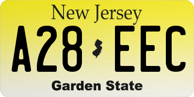NJ license plate A28EEC