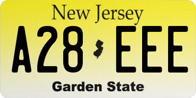 NJ license plate A28EEE