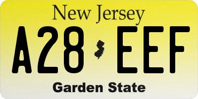 NJ license plate A28EEF