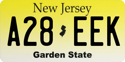 NJ license plate A28EEK