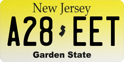 NJ license plate A28EET