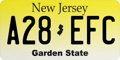 NJ license plate A28EFC