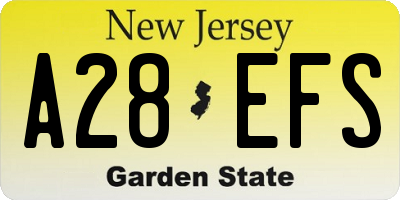 NJ license plate A28EFS