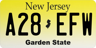 NJ license plate A28EFW