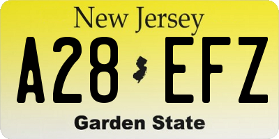 NJ license plate A28EFZ