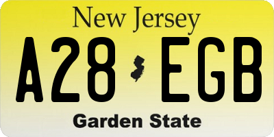 NJ license plate A28EGB