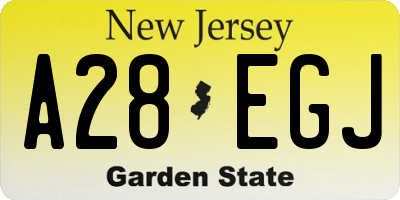 NJ license plate A28EGJ