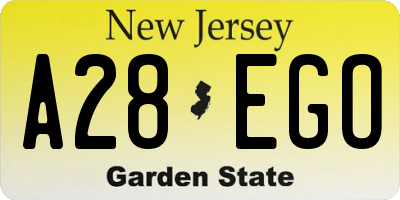NJ license plate A28EGO