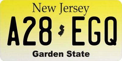 NJ license plate A28EGQ