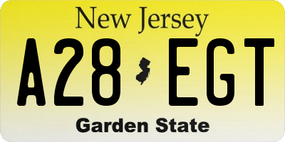 NJ license plate A28EGT