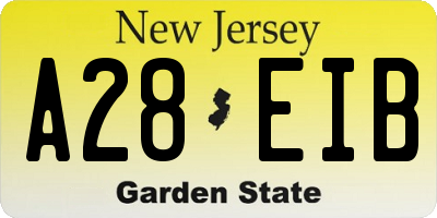 NJ license plate A28EIB