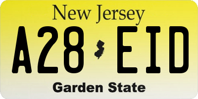 NJ license plate A28EID