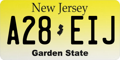 NJ license plate A28EIJ