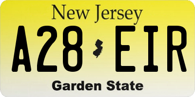 NJ license plate A28EIR