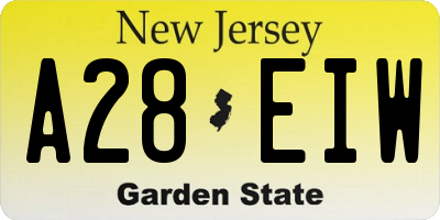NJ license plate A28EIW