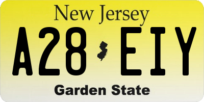 NJ license plate A28EIY