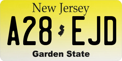 NJ license plate A28EJD