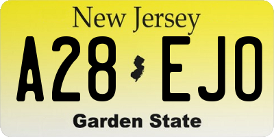 NJ license plate A28EJO