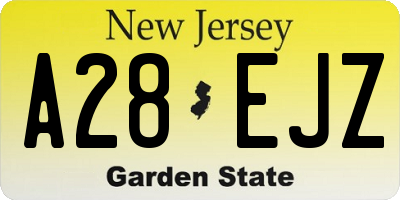 NJ license plate A28EJZ