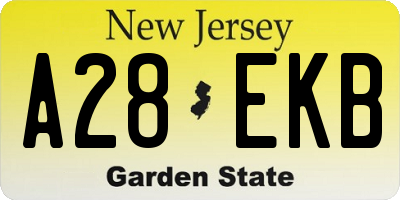 NJ license plate A28EKB