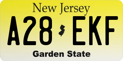 NJ license plate A28EKF