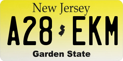 NJ license plate A28EKM