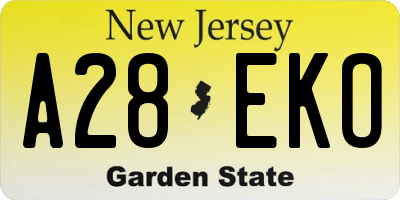 NJ license plate A28EKO