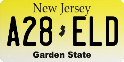 NJ license plate A28ELD