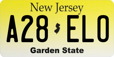 NJ license plate A28ELO