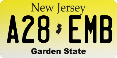NJ license plate A28EMB