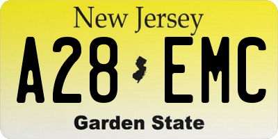 NJ license plate A28EMC
