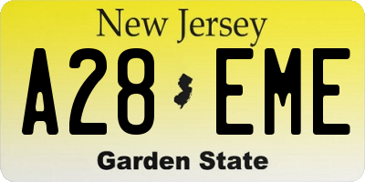 NJ license plate A28EME