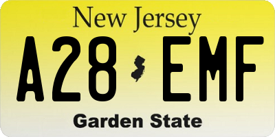 NJ license plate A28EMF