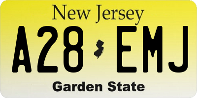 NJ license plate A28EMJ