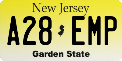 NJ license plate A28EMP