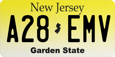 NJ license plate A28EMV