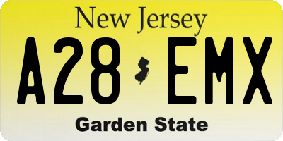 NJ license plate A28EMX