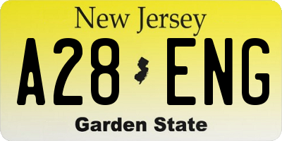 NJ license plate A28ENG
