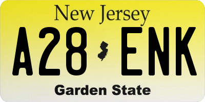 NJ license plate A28ENK