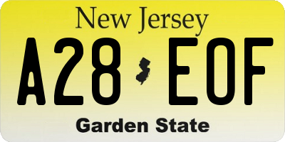 NJ license plate A28EOF