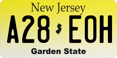NJ license plate A28EOH