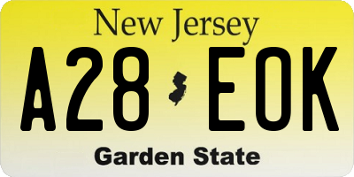 NJ license plate A28EOK