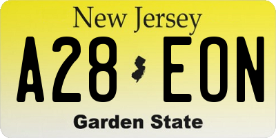 NJ license plate A28EON